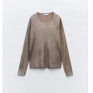 Zara Foil Fine Knit Sweater (Bronze) Never Worn- Tags still on!